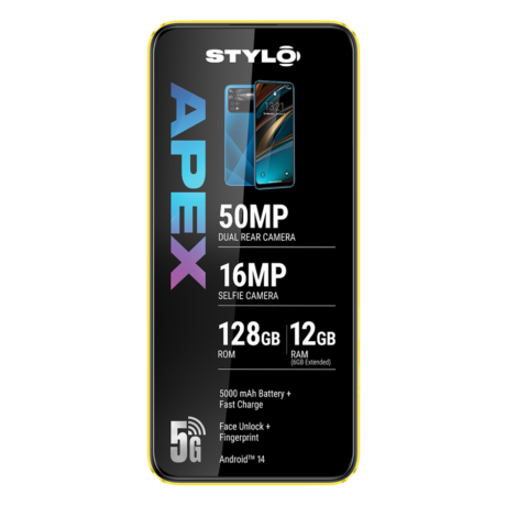 Stylo Apex 5G Cellphone in Sunset Yellow